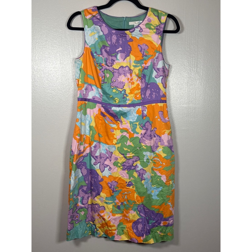 Boden Women's Abstract Floral Sleeveless Sheath Dress Multi-Color‎ Size 6R